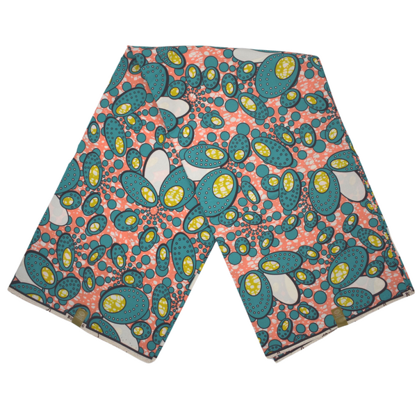 African Print Teal and Salmon Color - CA141
