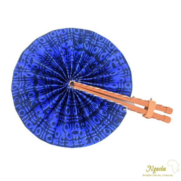 Tribal, Dark Blue African Tribal Print Fashion Fan FAN-19
