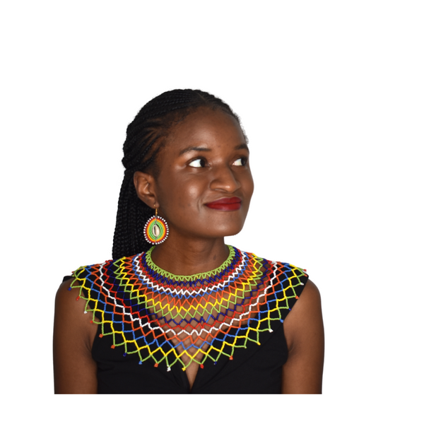 African beaded masai kenyan tribal necklace multicolor