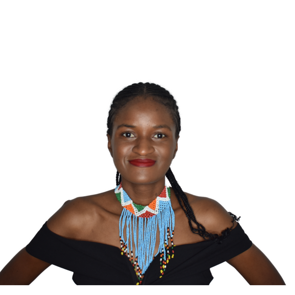 Naserian Necklace - African Masai Beaded Necklace - Baby Blue