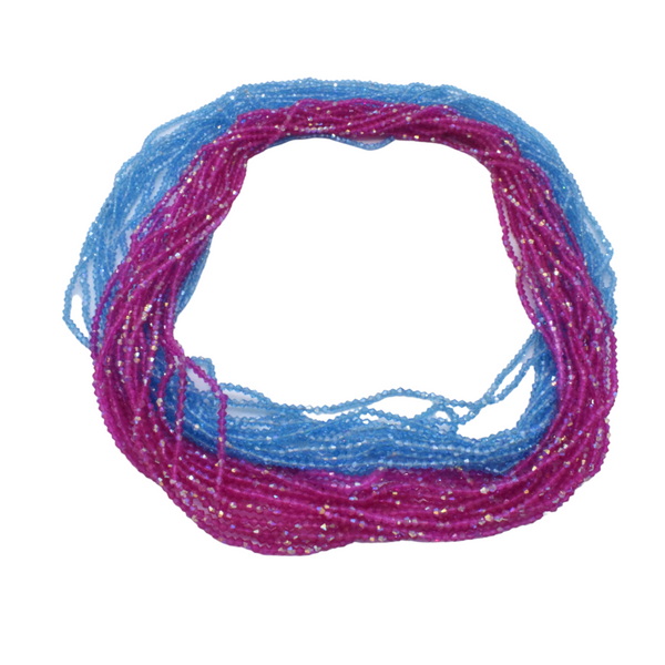 Sea Blue and Pink African Glass Seed Waist Beads Belly Chains