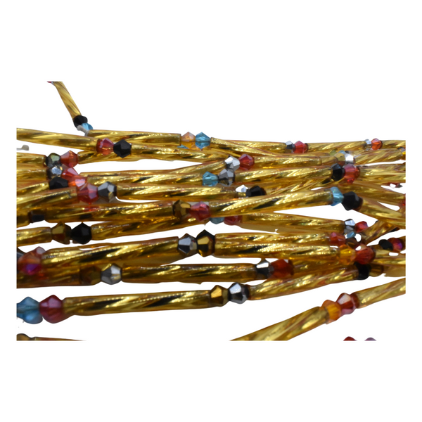WB7 - Fine Touch Gold African Glass Seed Waist Beads Belly Chains