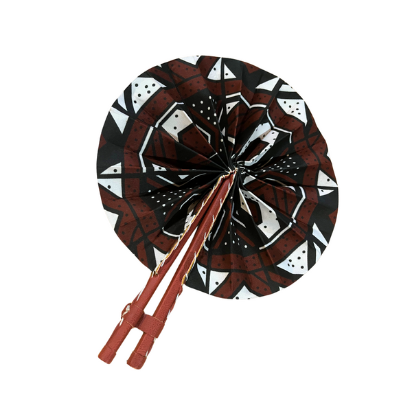 Black and Brown Tribal Bogolan Fan