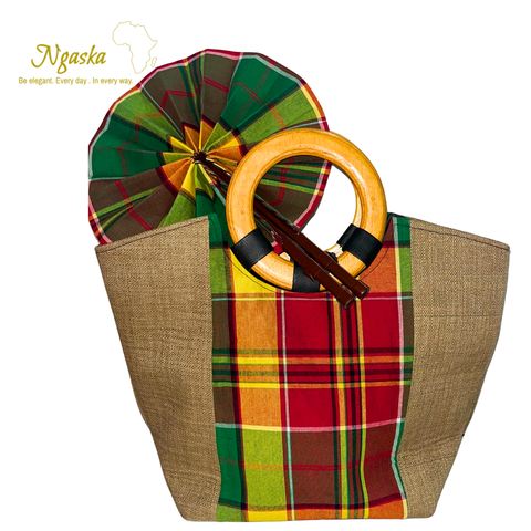 Large Bag and Fan Madras Set  - BF2