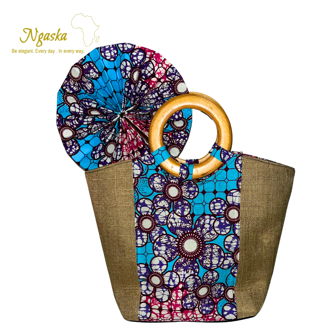 Large Bag and Fan Ankara Print Set  - BF5
