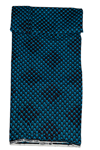 Blue and Black Feathered Patterned Print - CA337