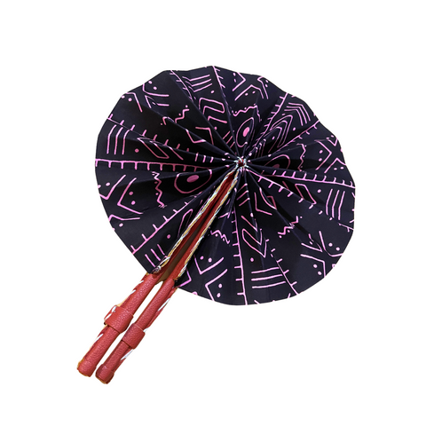 Purple Bogolan Ankara Print Fan