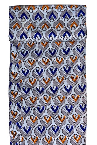 Light Blue with Blue and Brown Patterns African print - CA318