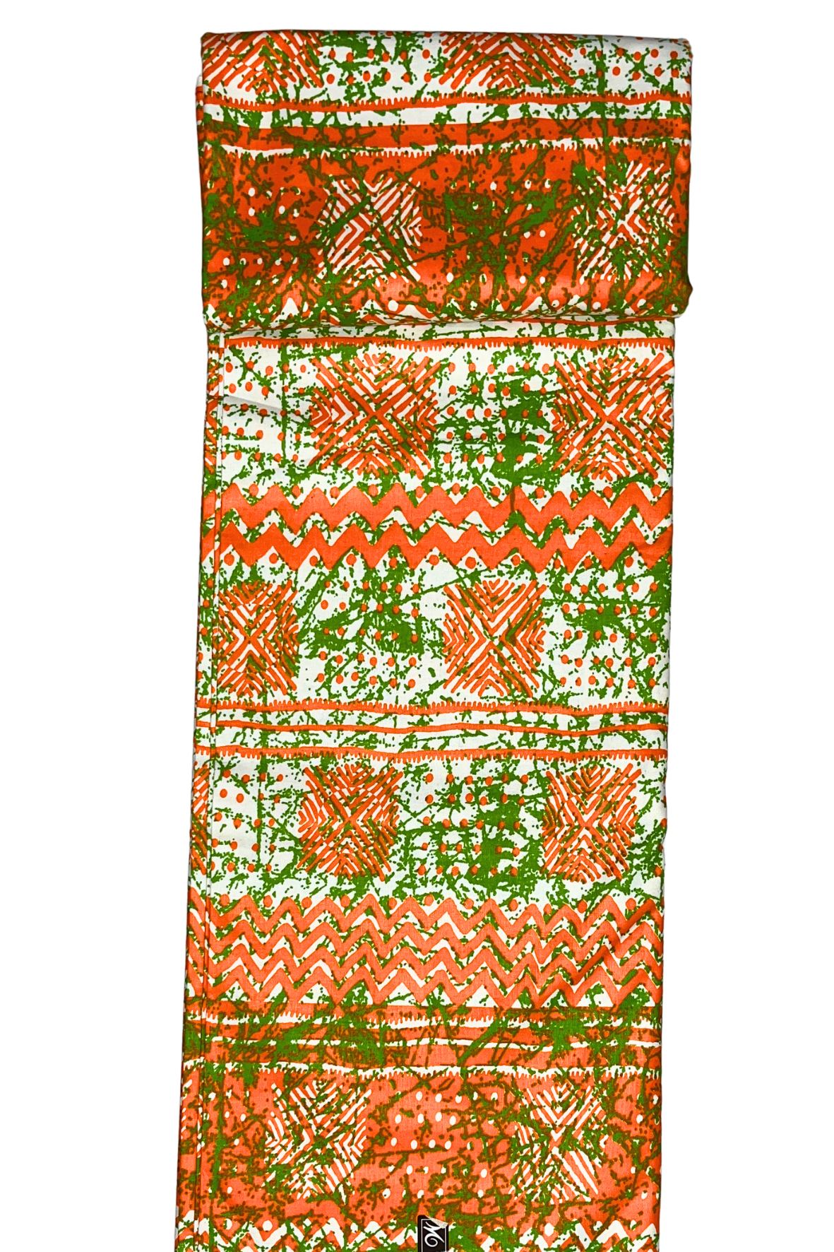 Bright Orange and Green Bogolan Batik African Print  - CA301