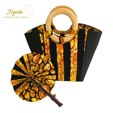 Large Bag and Fan Ankara Print Set  - BF5