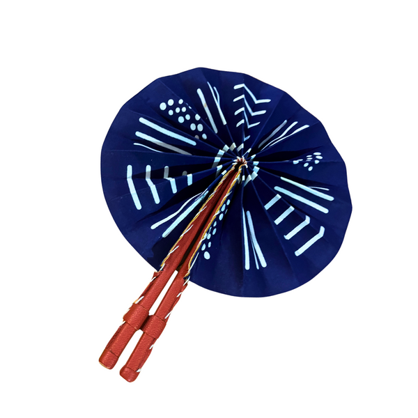 Blue Bogolan Print Fan