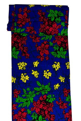 Deep Blue Multicolor Floral African Print - CA330