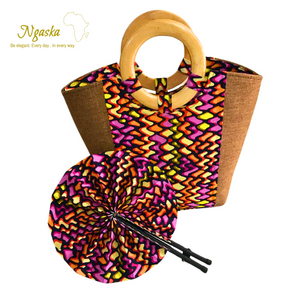 Large Bag and Fan Ankara Print Set  - BF6