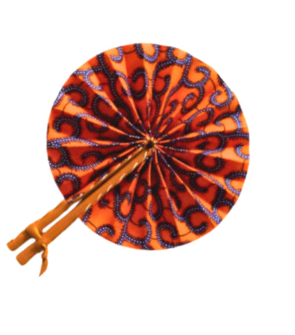 Orange & Blue Pattern Ankara Print Fan