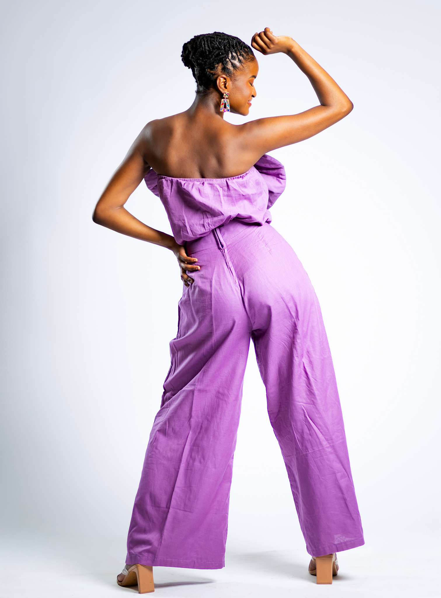 Purple Two Piece Set, Large Bow Top with Wide Leg Pants