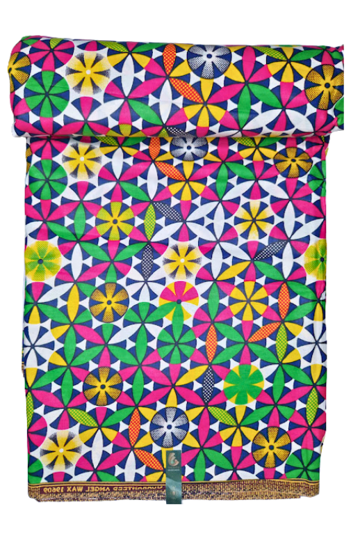Geometric Floral Pattern with Pink, Yellow, Green, and Blue - CA379