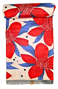 Large Red and Blue Flowers Polka-Dot Print - CA381