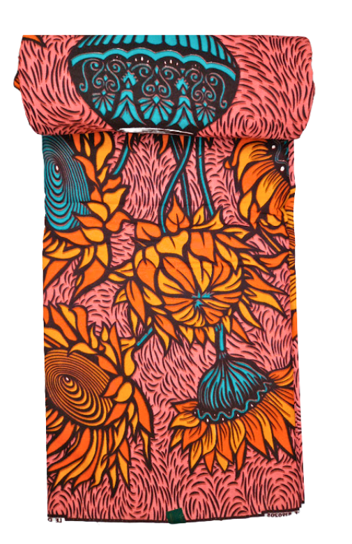 Floral and Paisley Bright Orange, Black, and Teal -CA384