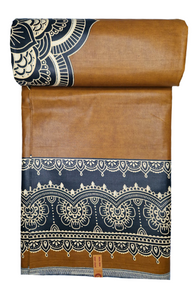 Golden Brown Print with Black Floral Borders - CA391