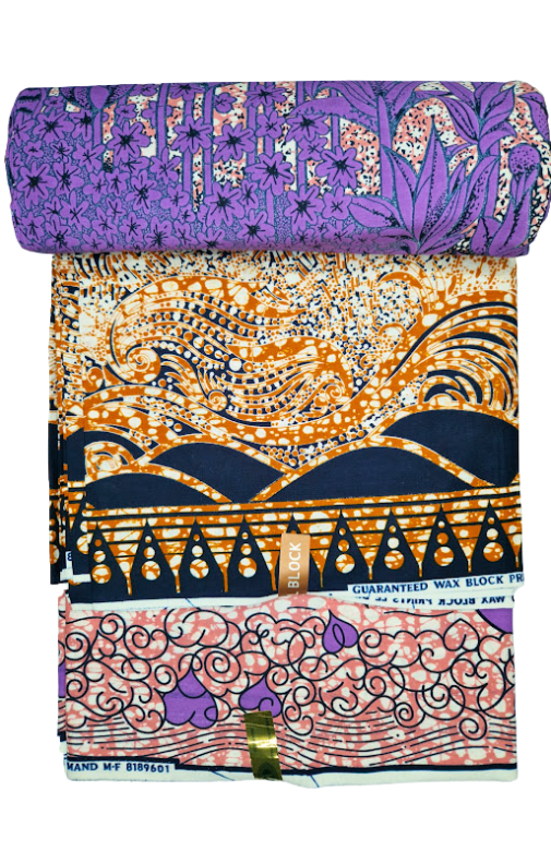 Purple Floral, Orange Swirls, and Pink Spirals Print - CA347