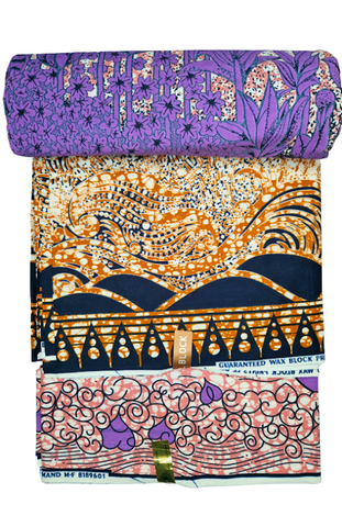 Purple Floral, Orange Swirls, and Pink Spirals Print - CA393