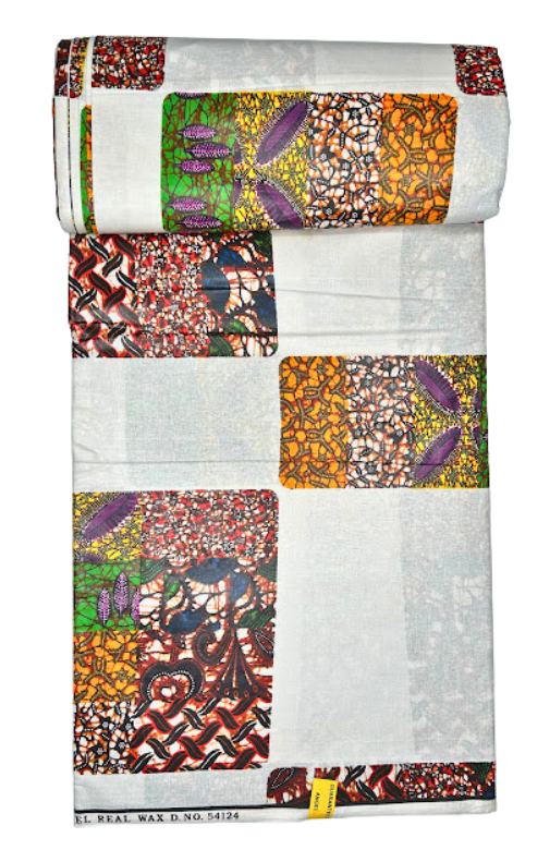 Patch White and Multi-Pattern Ankara Square Print - CA394