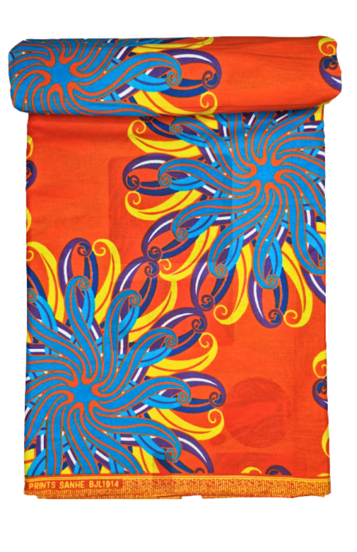 Orange, Purple, Yellow and Blue Swirling Sunburst Print - CA376
