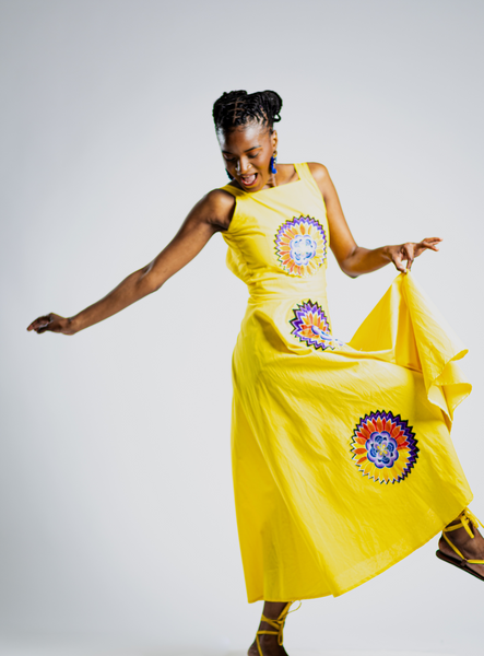 Yellow Sundress with Embroidered Flowers