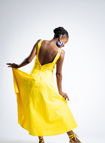 Yellow Sundress with Embroidered Flowers