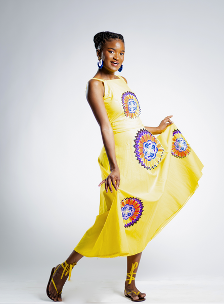 Yellow Sundress with Embroidered Flowers