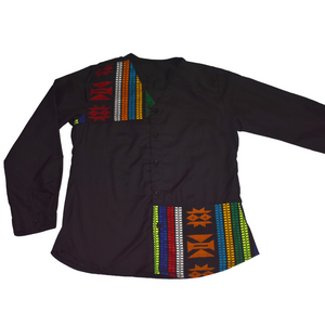 African Shirt Long Sleeves Multicolor Patch for men - MS12