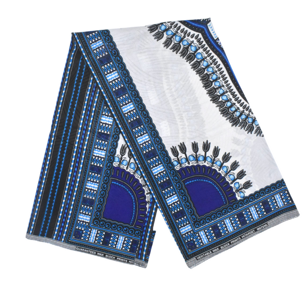 African print blue and white dashiki