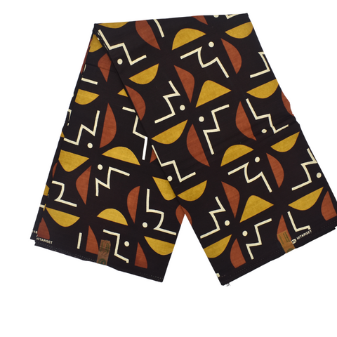 African Print brown and black bogolan Mud Cloth - CA136