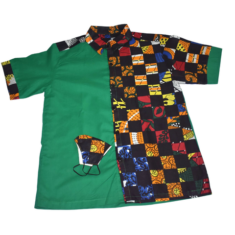 African Shirt Short Sleeves Green Baye Fall Shirt for Men - MS9