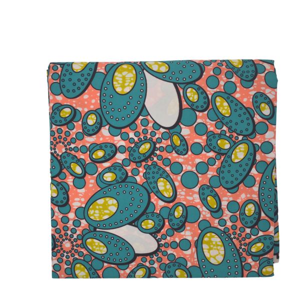 African Print Teal and Salmon Color - CA141