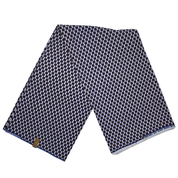 African Print Black and Blue Checkers - CA170