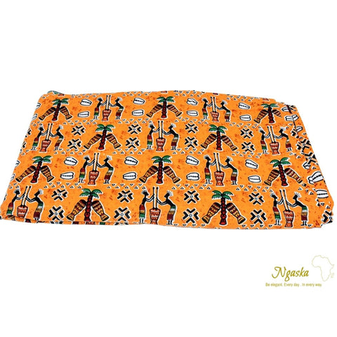 African Wax, Ankara, Orange Scenes - CA 7