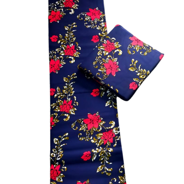 Navy Blue Flowered African Print