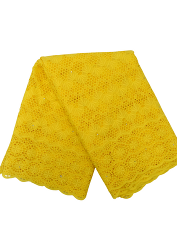 Yellow African Print Lace Flowery Circles - YL3