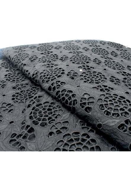 Black African Print Lace Leaves and Circles - BL-1