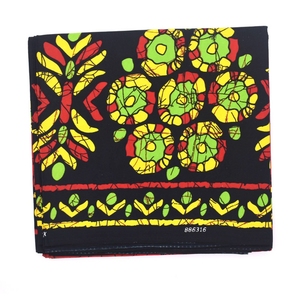 reddish burgundy african batik print with green yellow and black flowers for men shirts