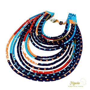 Exotic Long Multistrand African Ankara Mariama Necklace - MR10