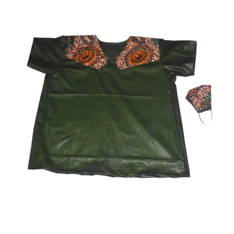 African Shirt Short Olive Green - MS8