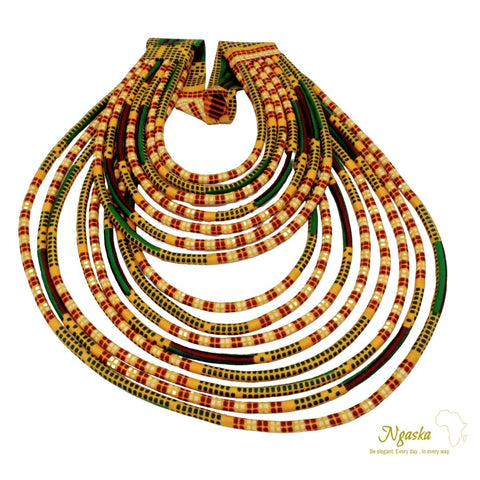 Exotic Tribal Long Multistrand African Ankara Mariama Necklace - MR11