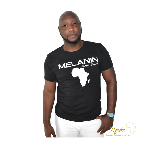 The Black Melanin Tee for Men:  Black Excellence, Afrocentric Tees for Men, African Map Design