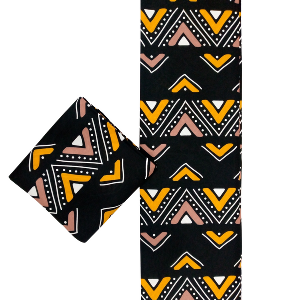 Black with yellow and pink tribal print
