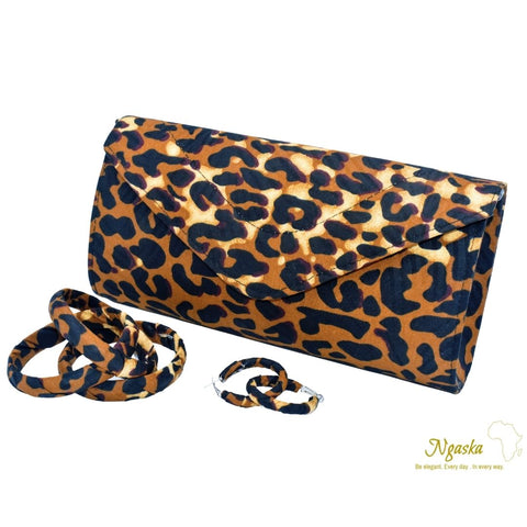 Leopard Print clutch Bracelet and Earring set S-CEB 14