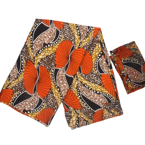 Orange Flowers African Silk and Chiffon - SS37