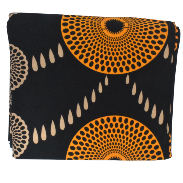 African Fabric Circle of life black and brown  - CA117