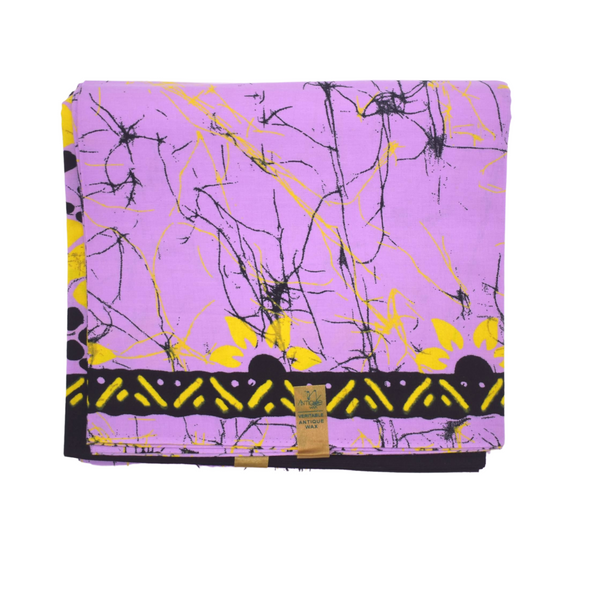 batik fabric purple and yellow, african print 